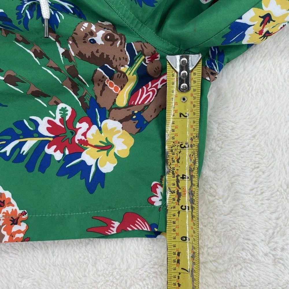 Polo Ralph Lauren Bear Swim Trunks Shorts Hawaiian Green S Maximalist EUC
